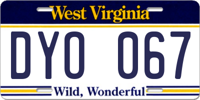 WV license plate DYO067