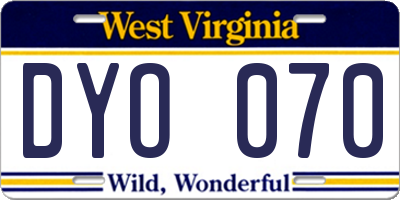 WV license plate DYO070