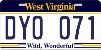 WV license plate DYO071