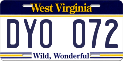 WV license plate DYO072