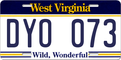 WV license plate DYO073