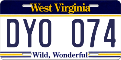 WV license plate DYO074