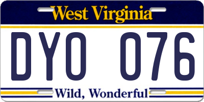 WV license plate DYO076