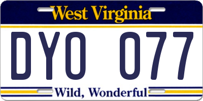 WV license plate DYO077