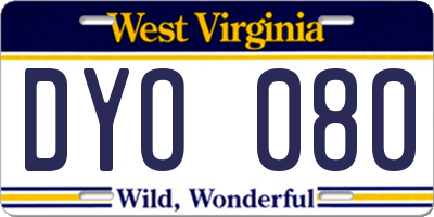 WV license plate DYO080