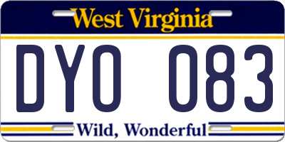 WV license plate DYO083
