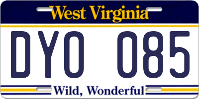 WV license plate DYO085