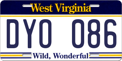 WV license plate DYO086