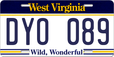 WV license plate DYO089