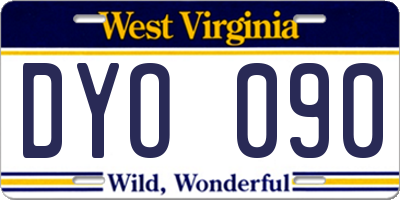 WV license plate DYO090