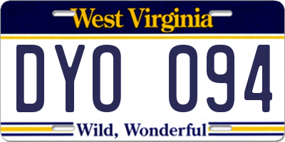WV license plate DYO094