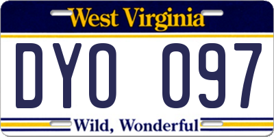 WV license plate DYO097