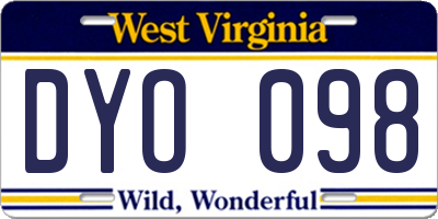 WV license plate DYO098