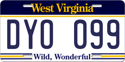 WV license plate DYO099