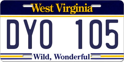 WV license plate DYO105