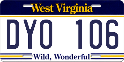 WV license plate DYO106