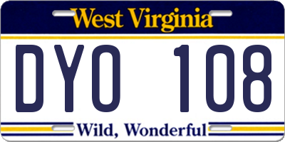 WV license plate DYO108