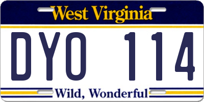 WV license plate DYO114