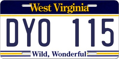 WV license plate DYO115