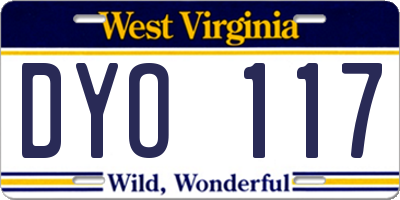 WV license plate DYO117