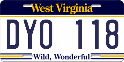 WV license plate DYO118
