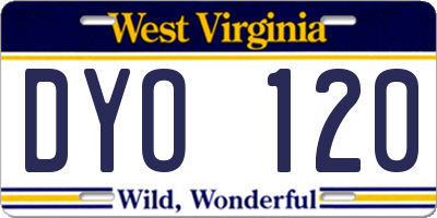 WV license plate DYO120
