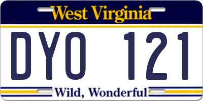 WV license plate DYO121