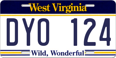 WV license plate DYO124