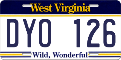 WV license plate DYO126