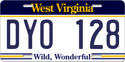 WV license plate DYO128