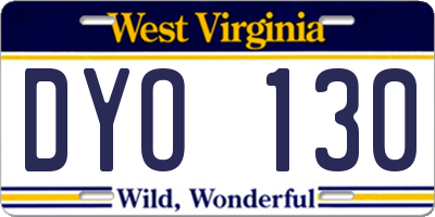 WV license plate DYO130