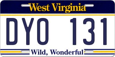 WV license plate DYO131