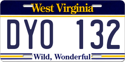 WV license plate DYO132