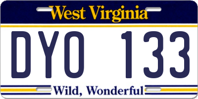 WV license plate DYO133