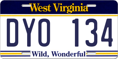 WV license plate DYO134