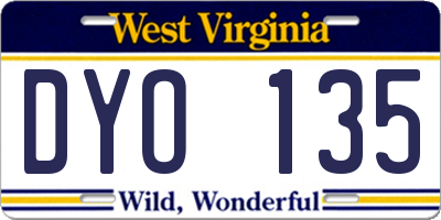 WV license plate DYO135
