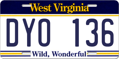 WV license plate DYO136