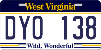 WV license plate DYO138