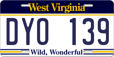 WV license plate DYO139
