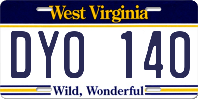 WV license plate DYO140