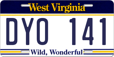 WV license plate DYO141