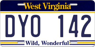 WV license plate DYO142