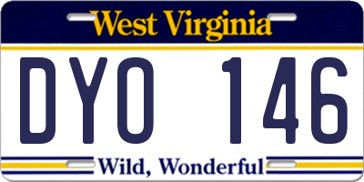 WV license plate DYO146