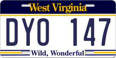 WV license plate DYO147