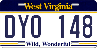 WV license plate DYO148