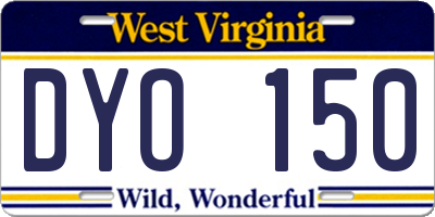 WV license plate DYO150