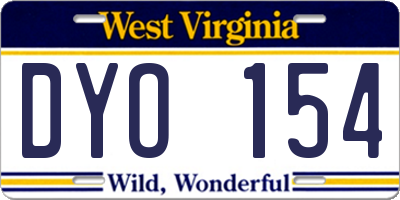 WV license plate DYO154