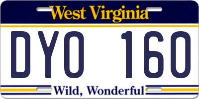WV license plate DYO160