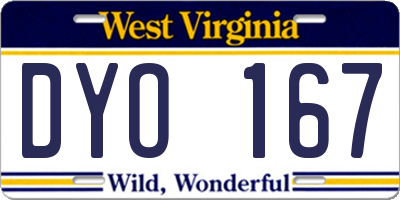 WV license plate DYO167