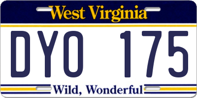 WV license plate DYO175